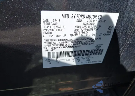 2018 Ford Edge Sel z USA, uszkodzony, nr VIN 2FMPK4J83JBB60907